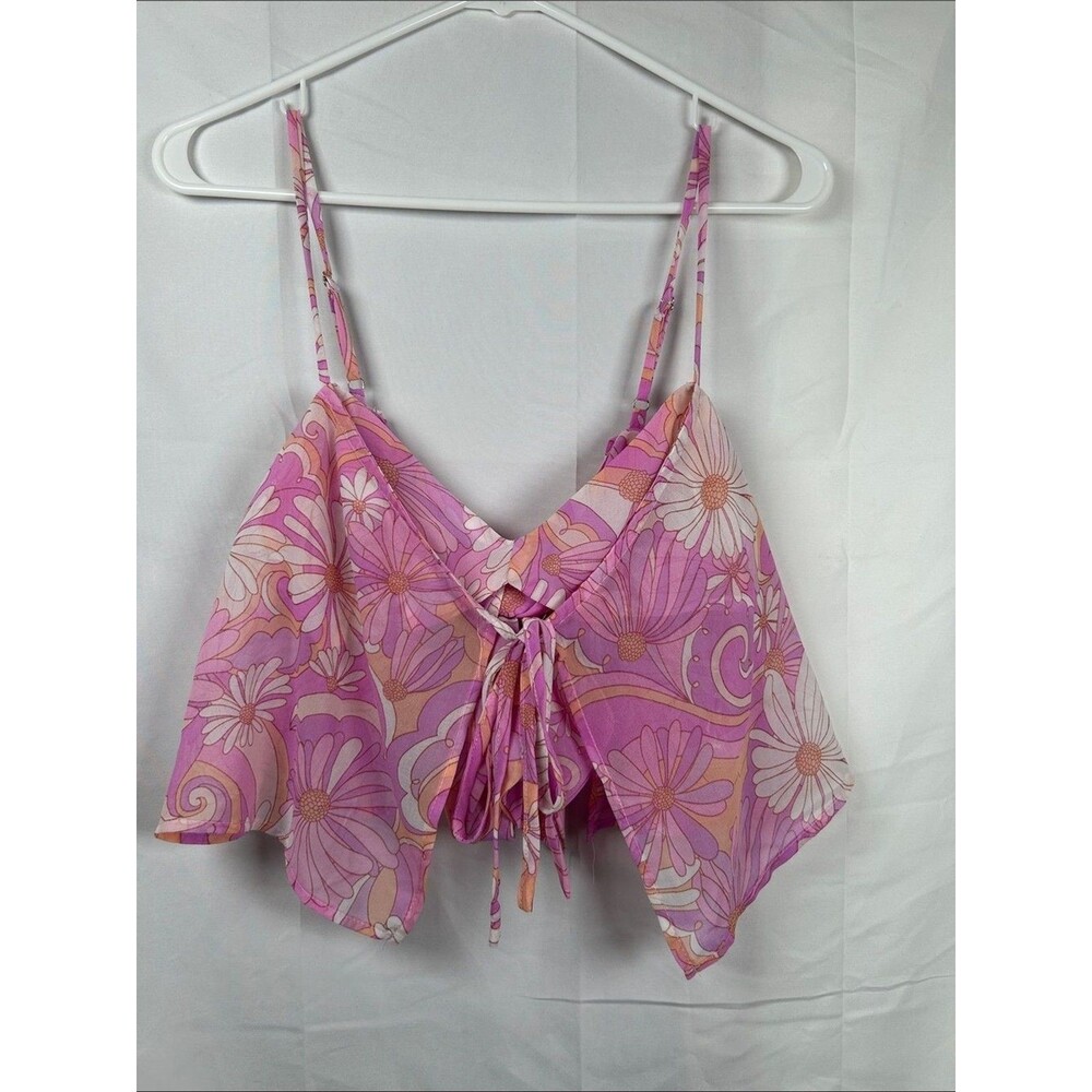 Fashion Nova Pink Spaghetti Wrap Top Women’s Small Tie Scarf Crop Top Y2K